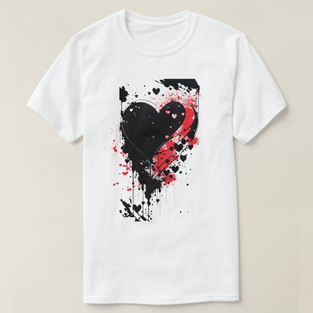 Camiseta de vacaciones rojas y negras de corazón d (Diseño del anverso)
