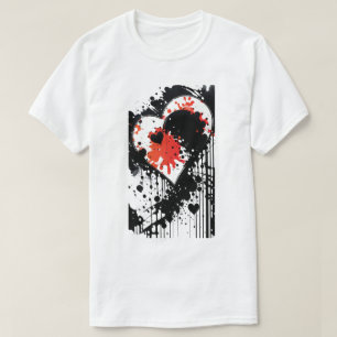 Camiseta de vacaciones rojas y negras de corazón d