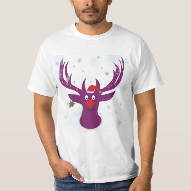 Camiseta de valor de vacaciones de reno feliz, bla (Anverso)