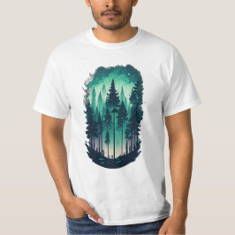 Camiseta de valor del paisaje de los bosques de pi