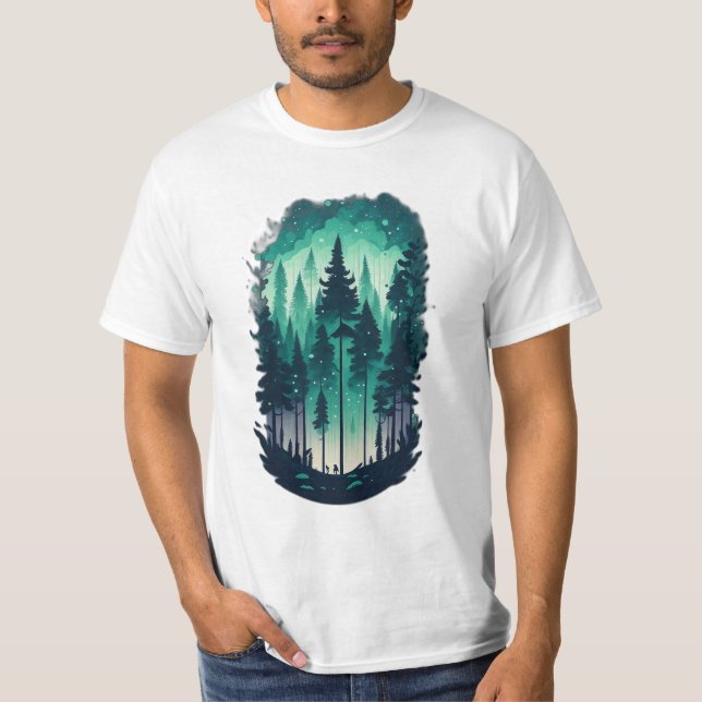 Camiseta de valor del paisaje de los bosques de pi (Anverso)