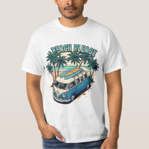 Camiseta de Van Retro de Surf 'Beach Please'