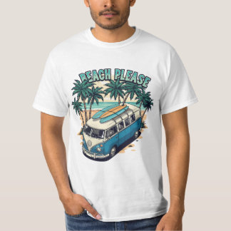 Camiseta de Van Retro de Surf 'Beach Please'