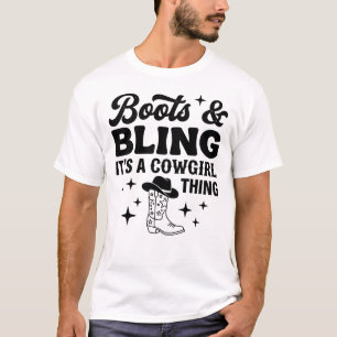 Camiseta de vaquera con botas occidentales y brill