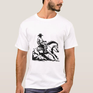 Camiseta de vaquero montando a caballo occidental