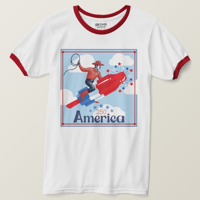 Camiseta de vaquero pop americano (Anverso del diseño)