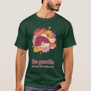 Camiseta de vector plano de erizo dormilón y amapo