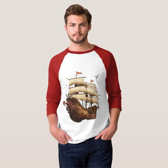 Camiseta de vela y de anclaje - Navegando por el v (Anverso completo)