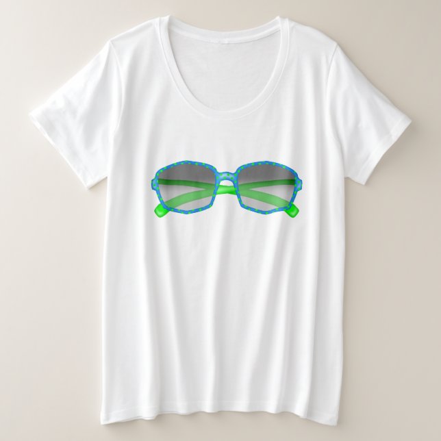 Camiseta de verano con gafas de sol verdes (Anverso del diseño)