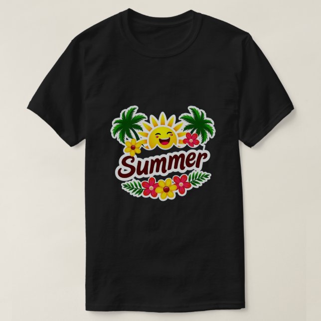 Camiseta de verano con vibraciones soleadas (Diseño del anverso)