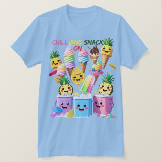 Camiseta de verano – Cucharada, Sorbo, Sonrisa (Anverso del diseño)