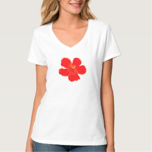 Camiseta de verano de flores rojas mínima