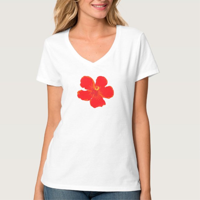Camiseta de verano de flores rojas mínima (Anverso)