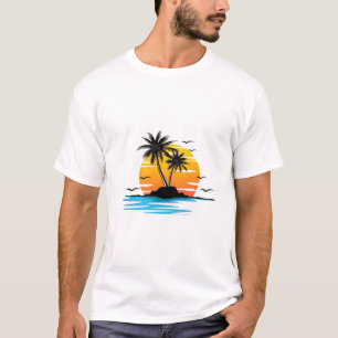 Camiseta de verano de la isla del atardecer tropic