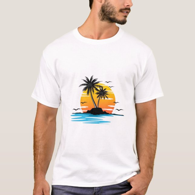 Camiseta de verano de la isla del atardecer tropic (Anverso)