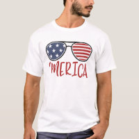 Camiseta de verano de lentes de sol de Merica 4 de