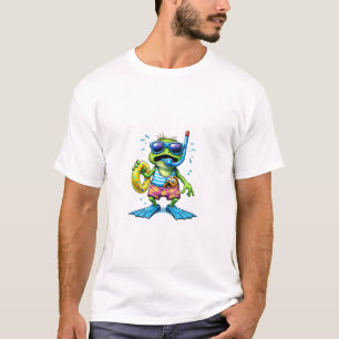 Camiseta de verano de rana divertida snorkelando n