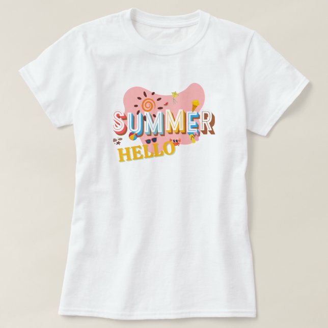 Camiseta de Verano Divertida Playa "Hola Verano" (Diseño del anverso)