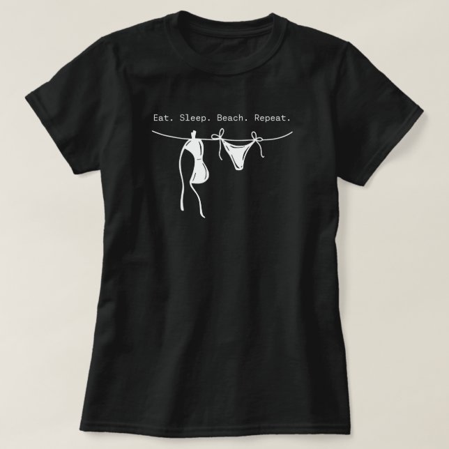 Camiseta de verano para mujer Eat Sleep Beach Repe (Diseño del anverso)