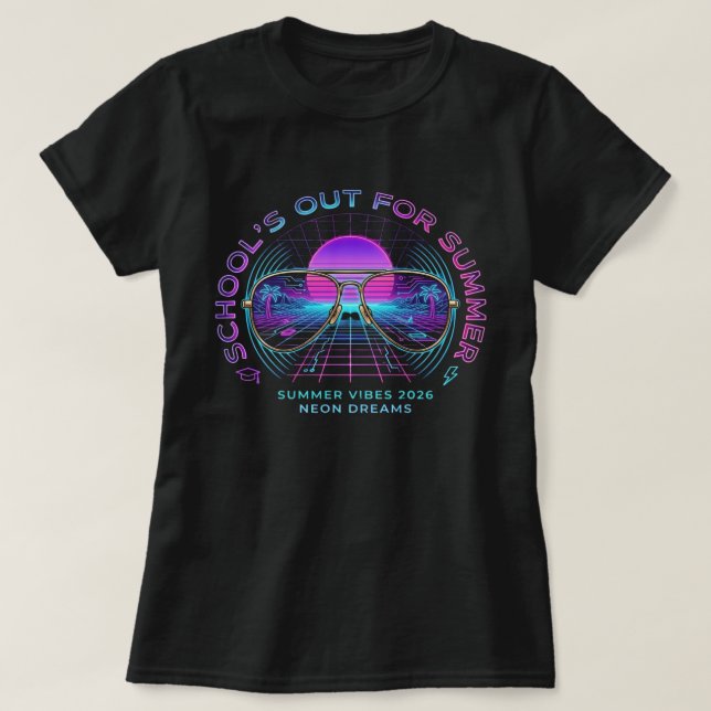 Camiseta de verano synthwave Fin de Curso (Diseño del anverso)