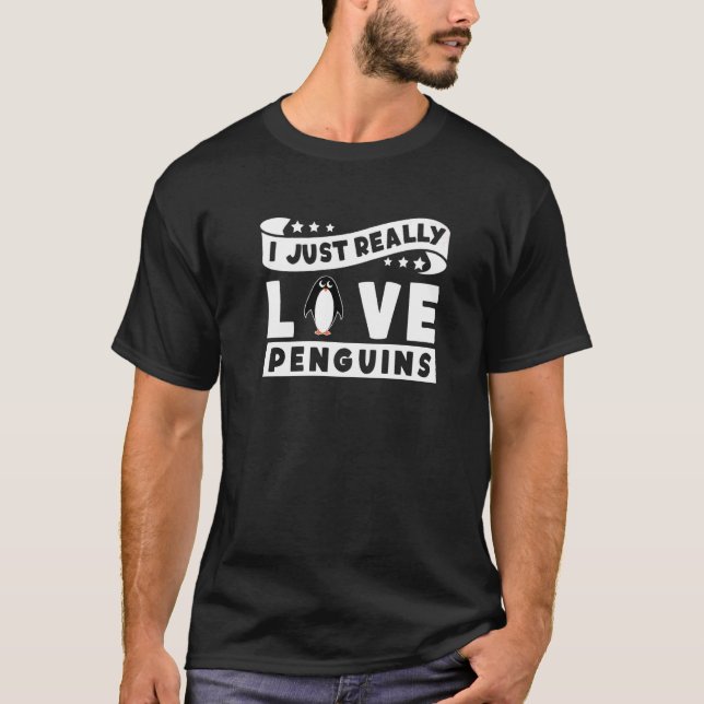 Camiseta De verdad amo a los Pingüinos Emperador Ave Mar Re (Anverso)