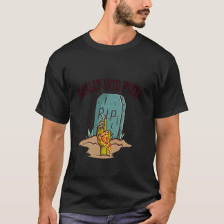 Camiseta De verdad en Pizza Amantes Grave Halloween de la M