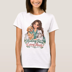 Camiseta de veterinario con garras curativas y cor