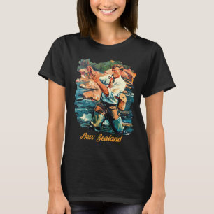 Camiseta de viaje al lago de pesca de Nueva Zeland