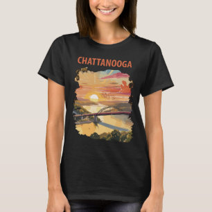 Camiseta de viaje Chattanooga Bridge Sunset Orange