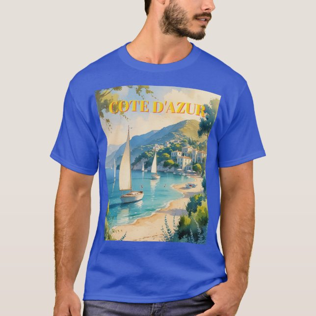 Camiseta de viaje francesa Cote D'Azur de estilo v (Anverso)
