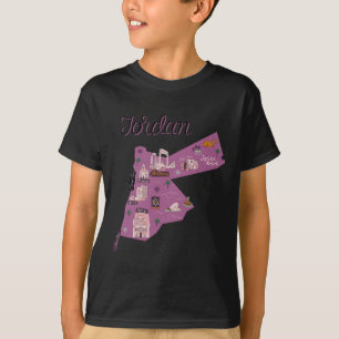 Camiseta de viaje Jordania Mapa Amman Petra Mar Mu