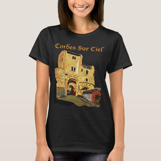 Camiseta de viaje retro Cordes Sur Ciel Francia (Anverso)