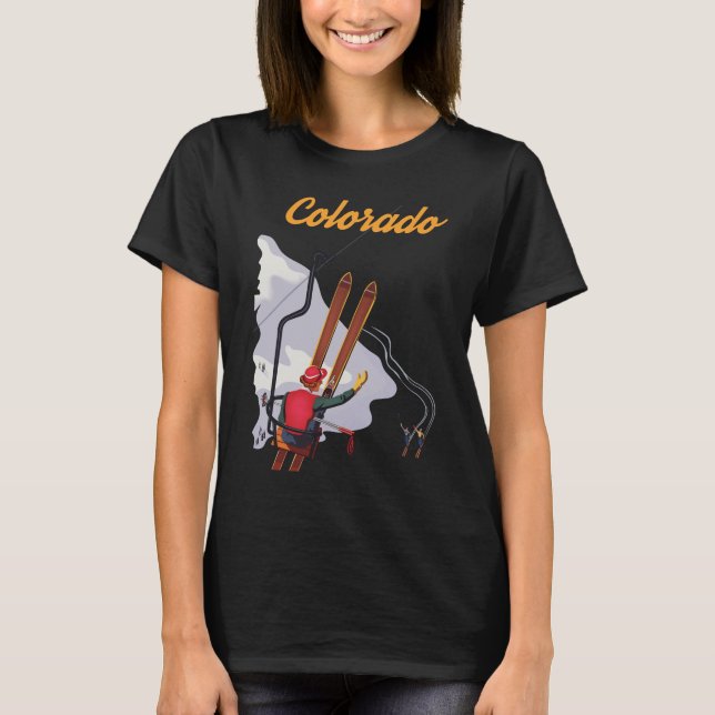 Camiseta de viaje retro de ascensor de esquí de Co (Anverso)