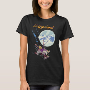 Camiseta de viaje retro de esquí bajo la luz de la