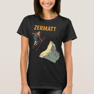 Camiseta de viaje retro de esquí Zermatt Suiza