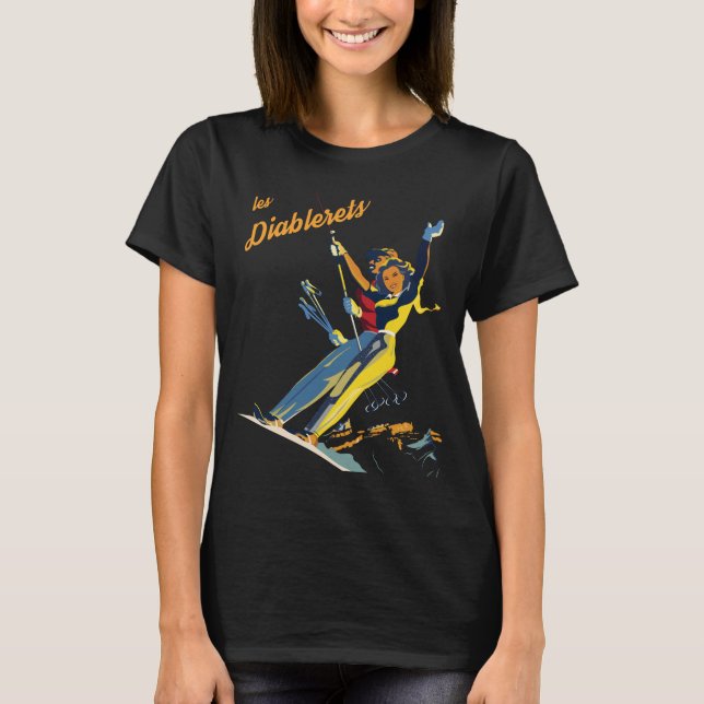 Camiseta de viaje retro de Les Diablerets Skier (Anverso)