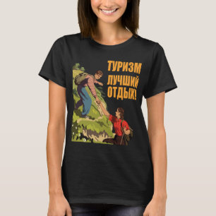 Camiseta de viaje retro de senderismo en la montañ