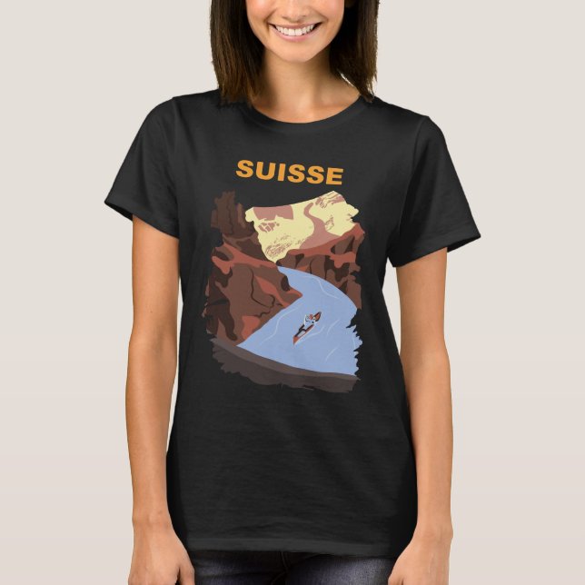 Camiseta de viaje retro del lago de Suiza (Anverso)