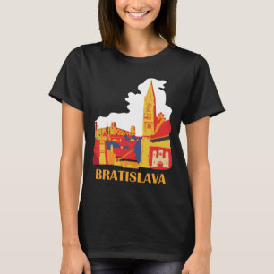 Camiseta de viaje retro roja del castillo de Brati