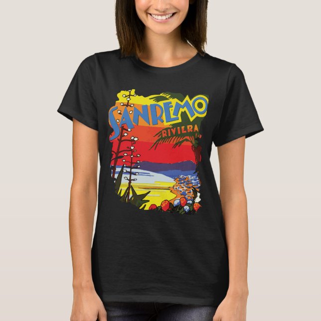 Camiseta de viaje soleada de la playa de Sanremo R (Anverso)