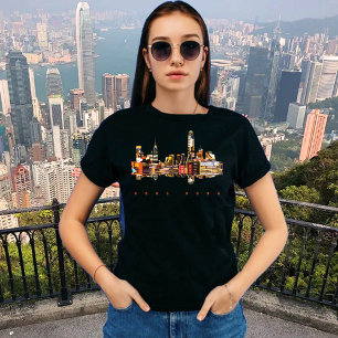 Camiseta de viaje vibrante del horizonte del puert