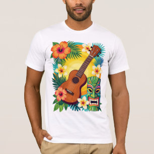 Camiseta de Vibraciones de Fiesta Tiki Luau Ukulel