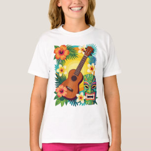 Camiseta de Vibraciones de Luau Tiki Ukulele Tropi