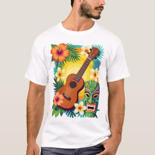 Camiseta de Vibraciones de Luau Tropical de Ukulel