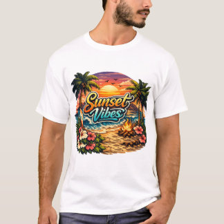 camiseta de vibraciones de puesta de sol para toda