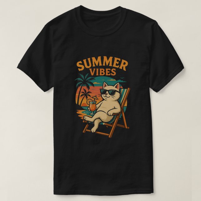 camiseta de vibraciones de verano fresca  (Diseño del anverso)