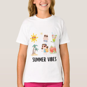 camiseta de vibraciones de verano lindas para niño