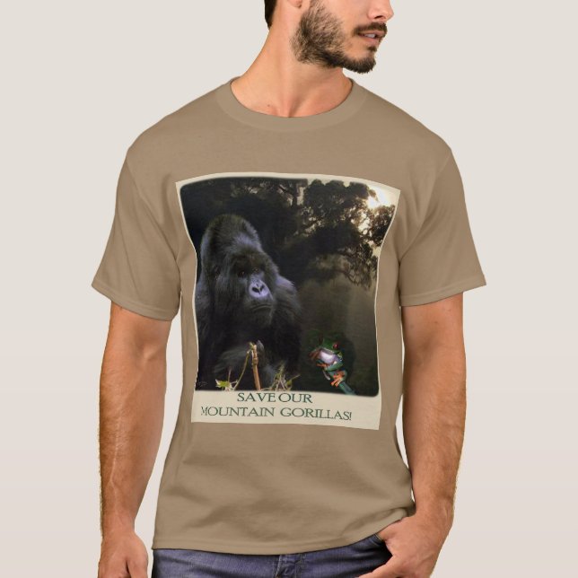 Camiseta de vida salvaje "Salven nuestros gorilas  (Anverso)