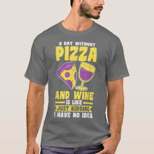 Camiseta de vino y pizza