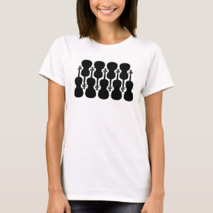 Camiseta de violín blanco y negro